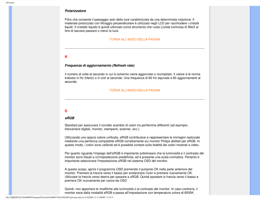 Philips 200WP7 user manual Polarizzatore 