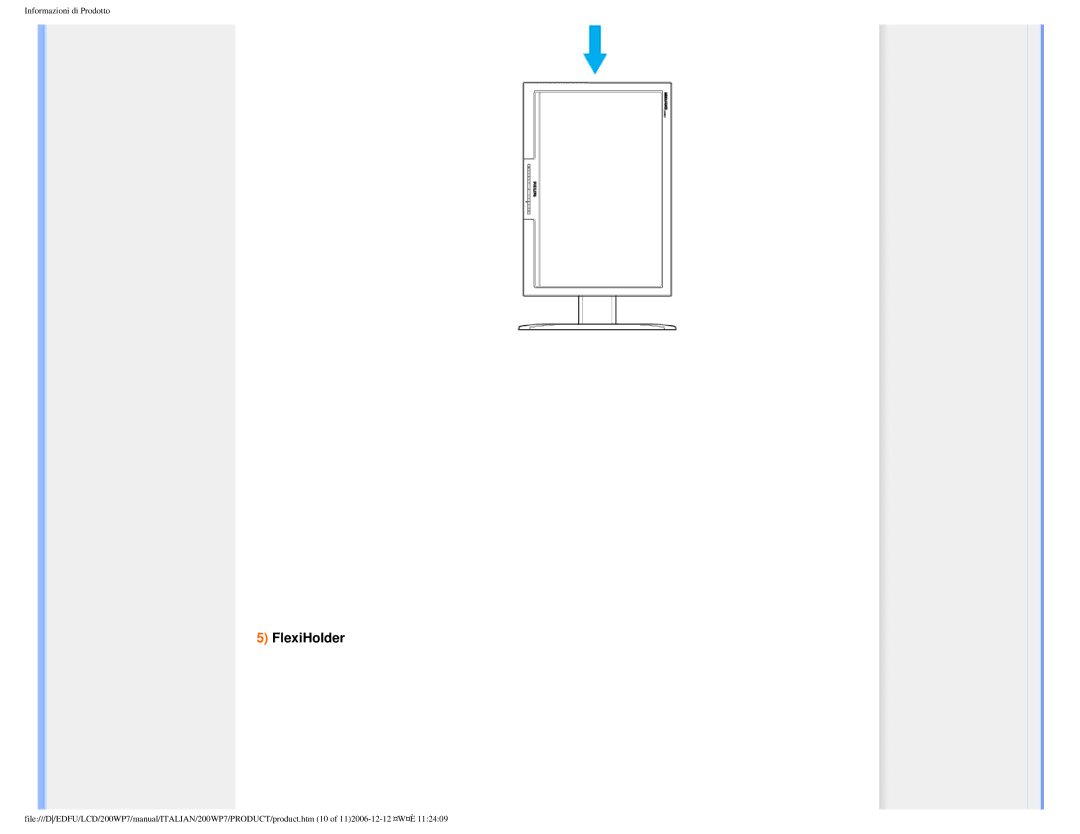 Philips 200WP7 user manual FlexiHolder 