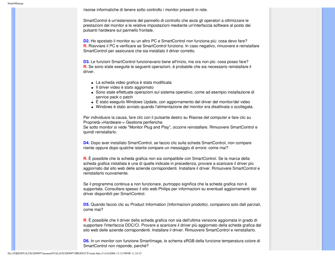 Philips 200WP7 user manual SmartManage 