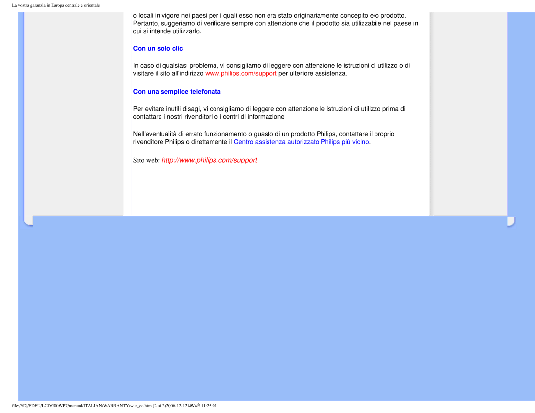 Philips 200WP7 user manual Con un solo clic Con una semplice telefonata 