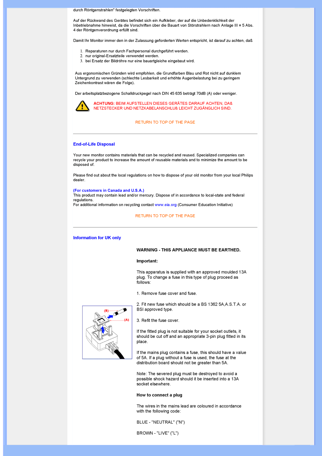 Philips 200WS8 user manual End-of-Life Disposal 