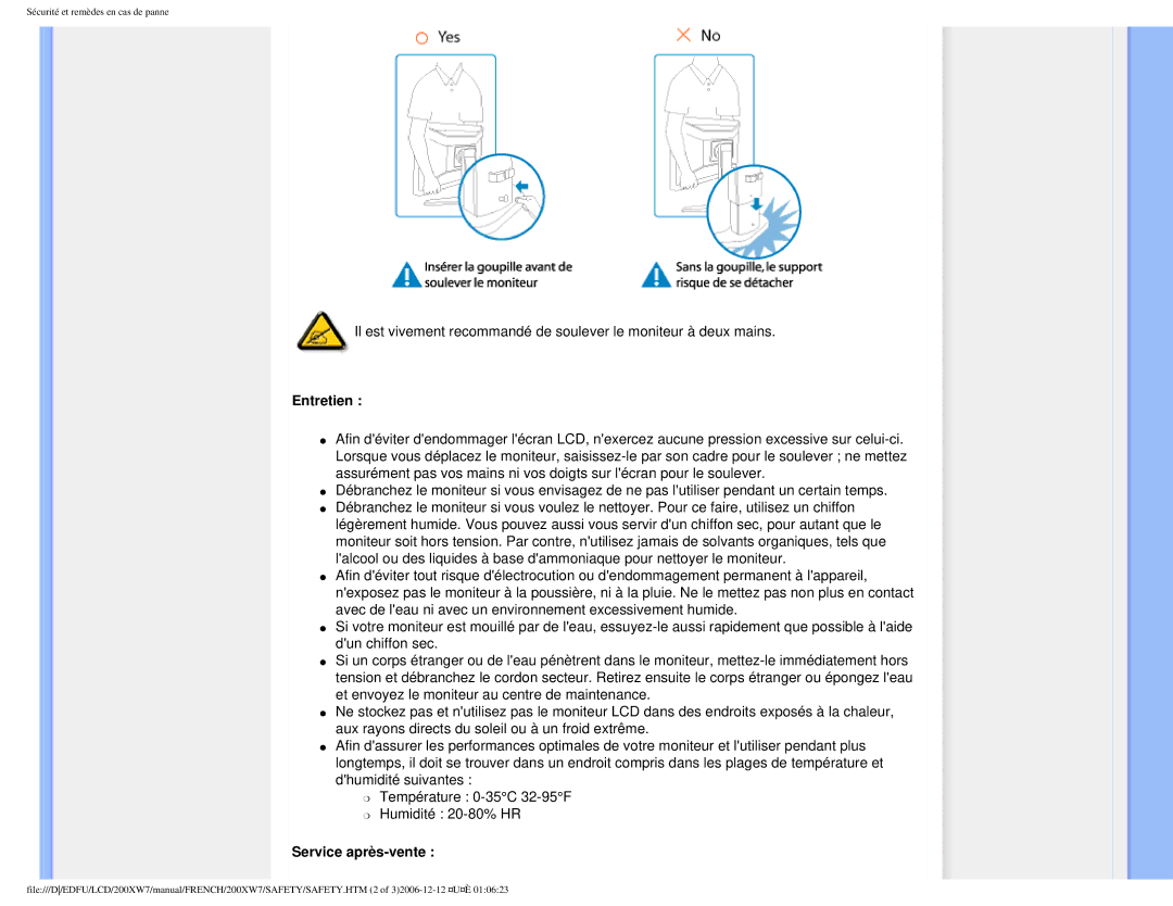 Philips 200WX7 user manual Entretien, Service après-vente 