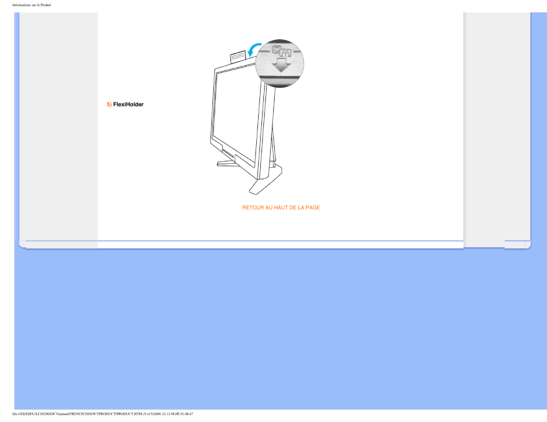 Philips 200WX7 user manual FlexiHolder 