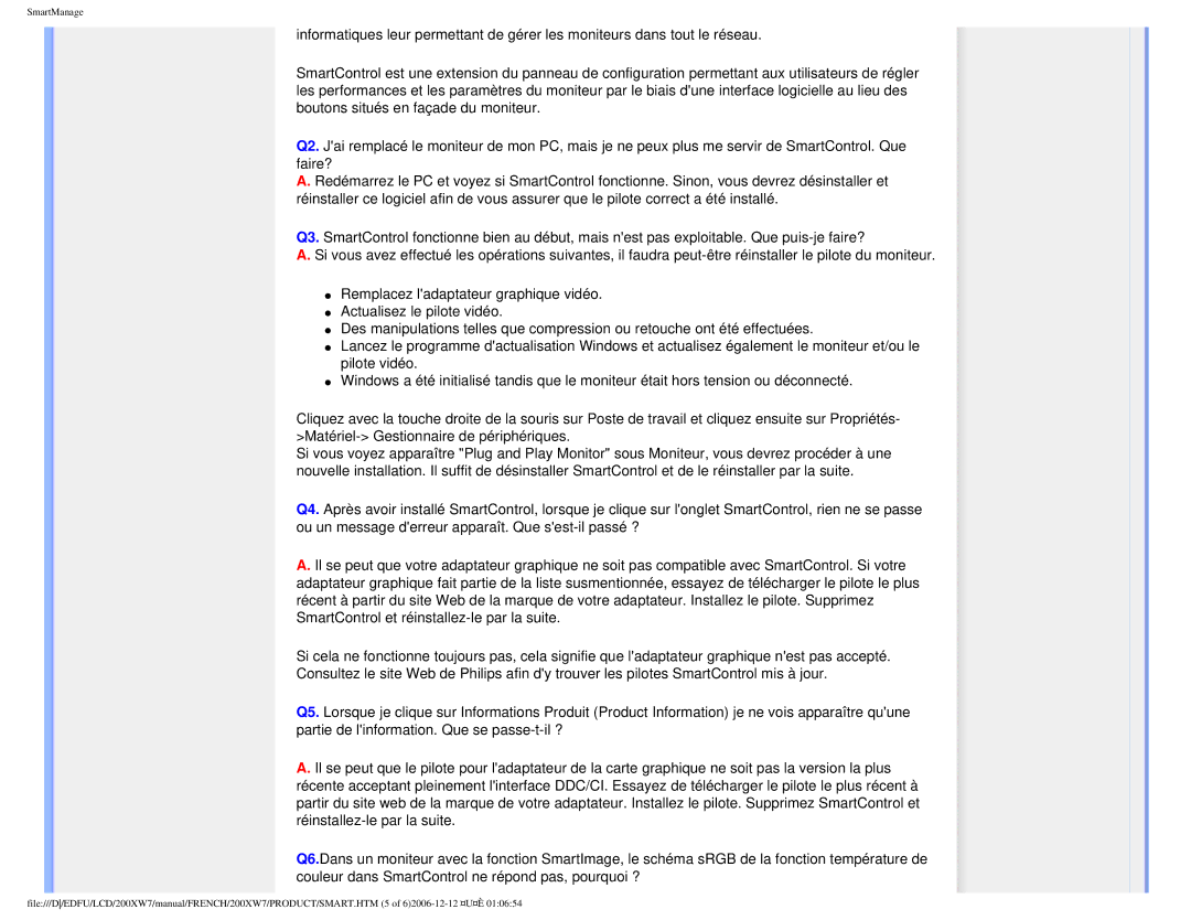 Philips 200WX7 user manual SmartManage 