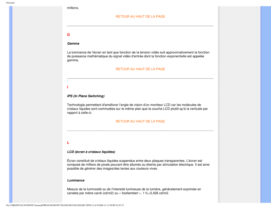 Philips 200WX7 user manual Gamma 