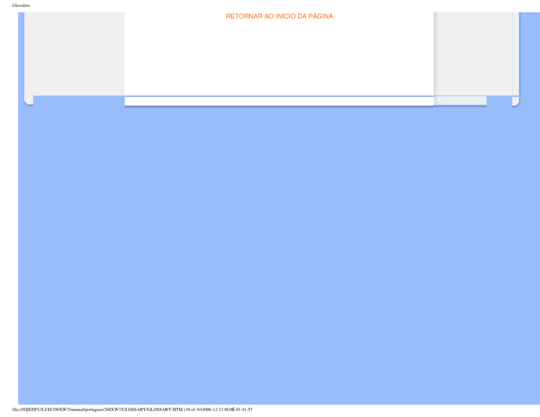 Philips 200XW7 user manual Retornar AO Início DA Página 