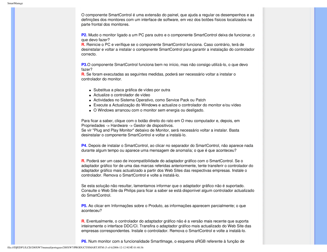 Philips 200XW7 user manual SmartManage 