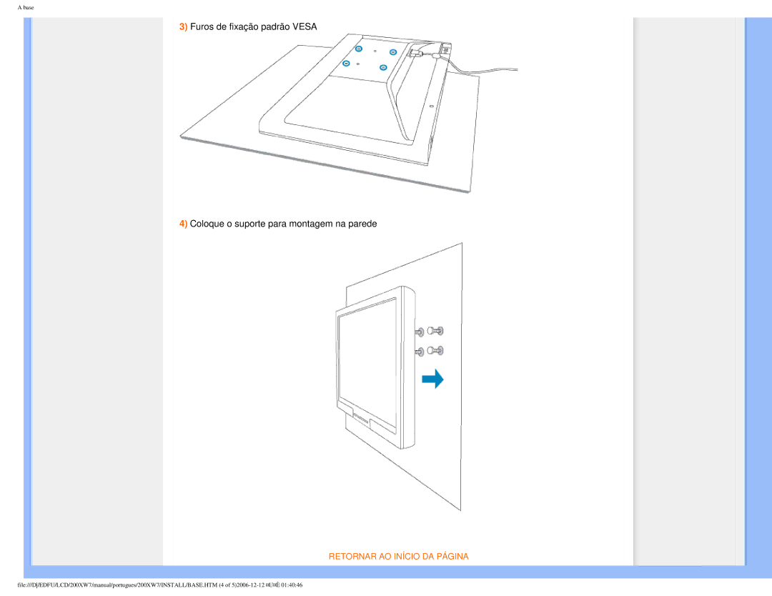 Philips 200XW7 user manual Retornar AO Início DA Página 