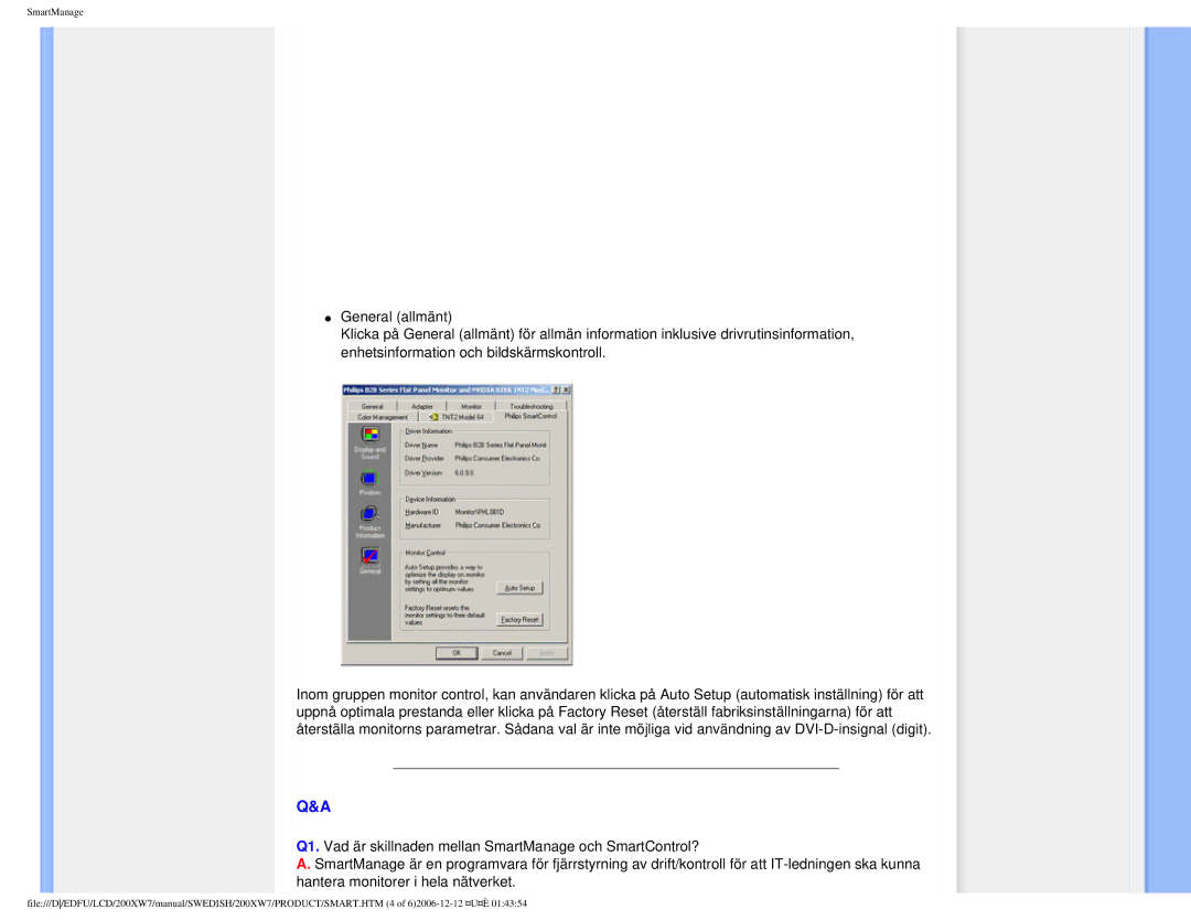 Philips 200XW7 user manual SmartManage 