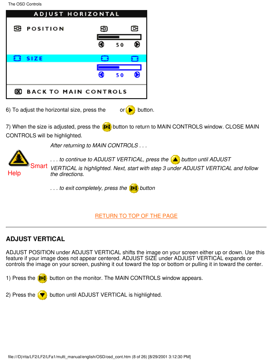 Philips 201B user manual Adjust Vertical 