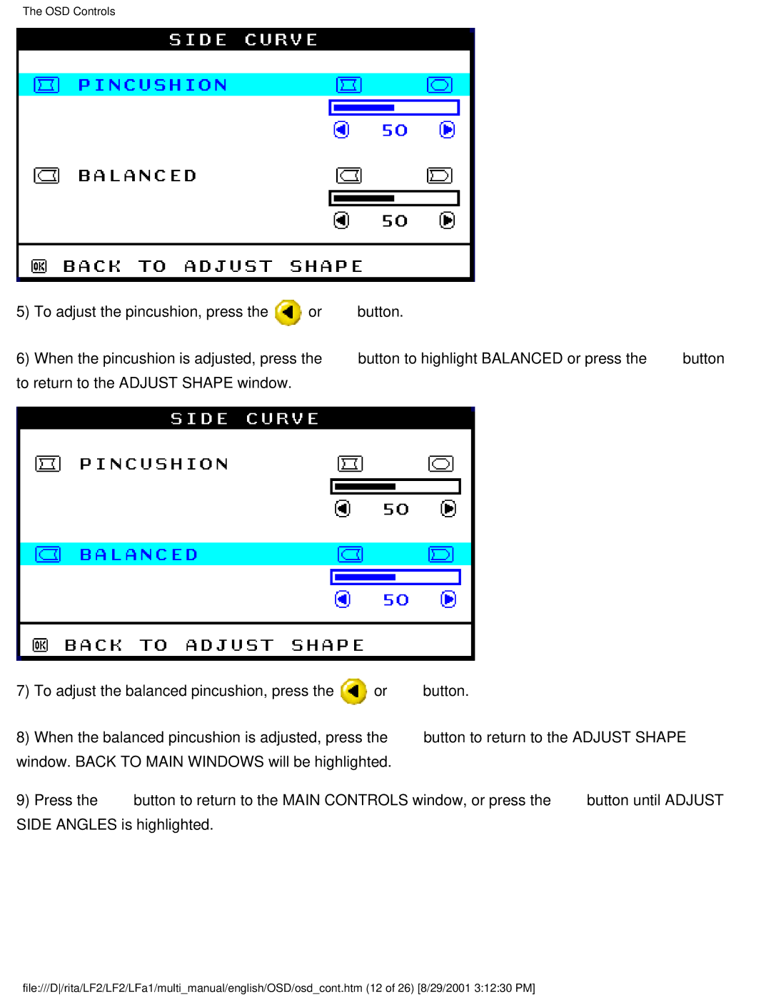 Philips 201B user manual OSD Controls 