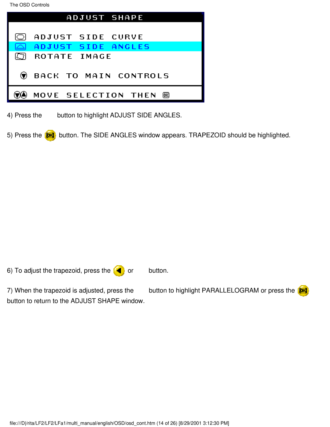 Philips 201B user manual OSD Controls 