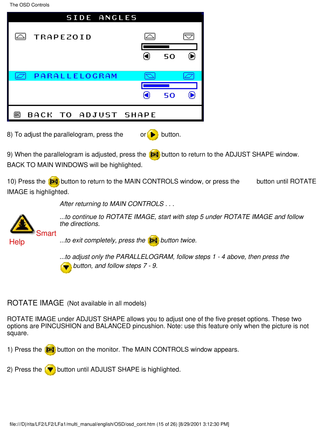 Philips 201B user manual Rotate Image Not available in all models 