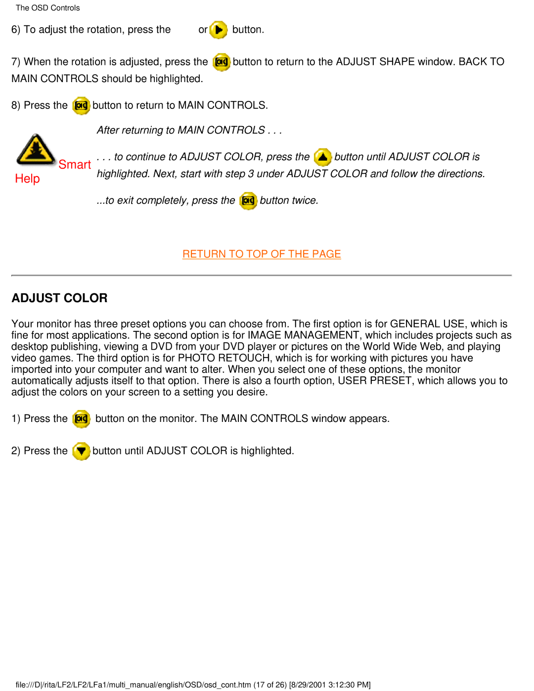 Philips 201B user manual Adjust Color 