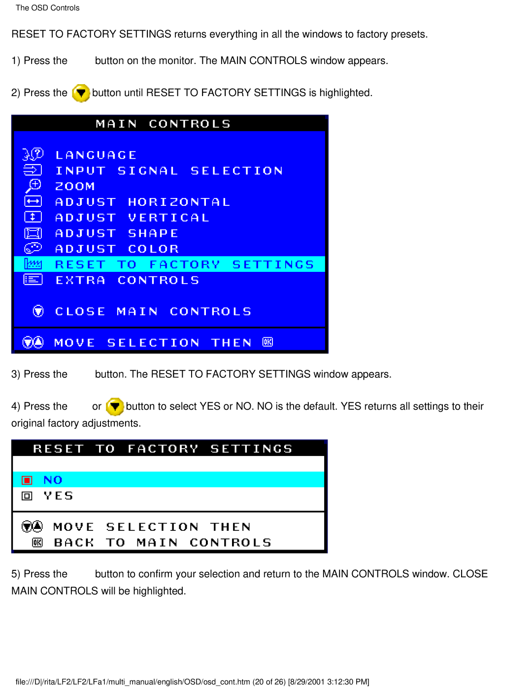 Philips 201B user manual OSD Controls 