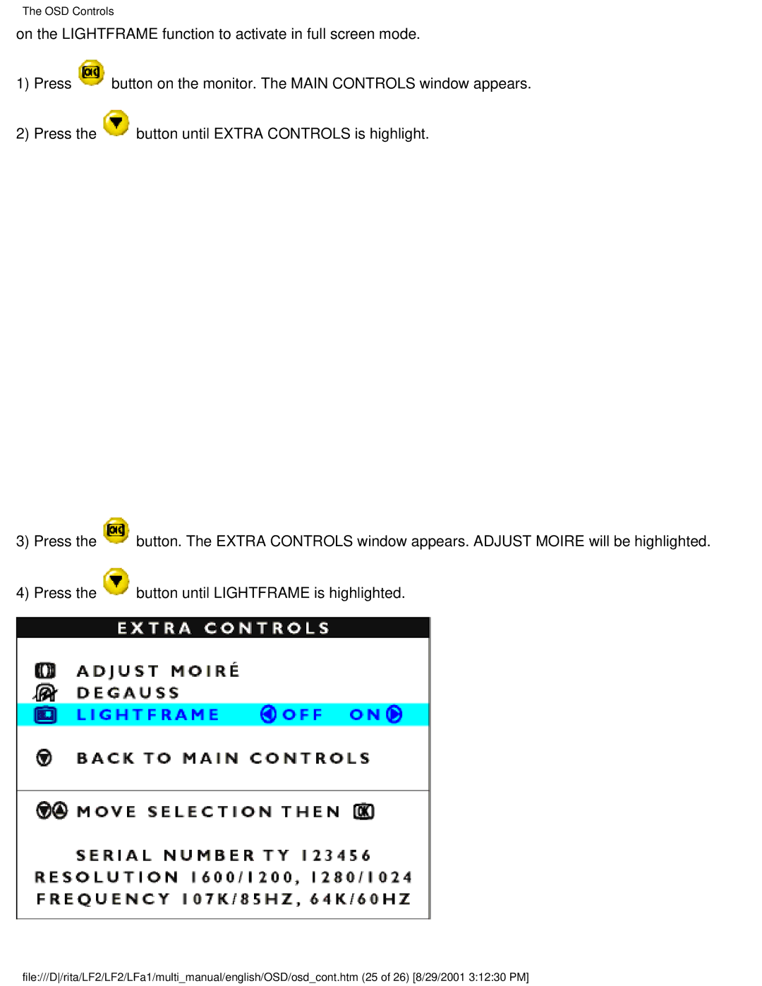 Philips 201B user manual OSD Controls 