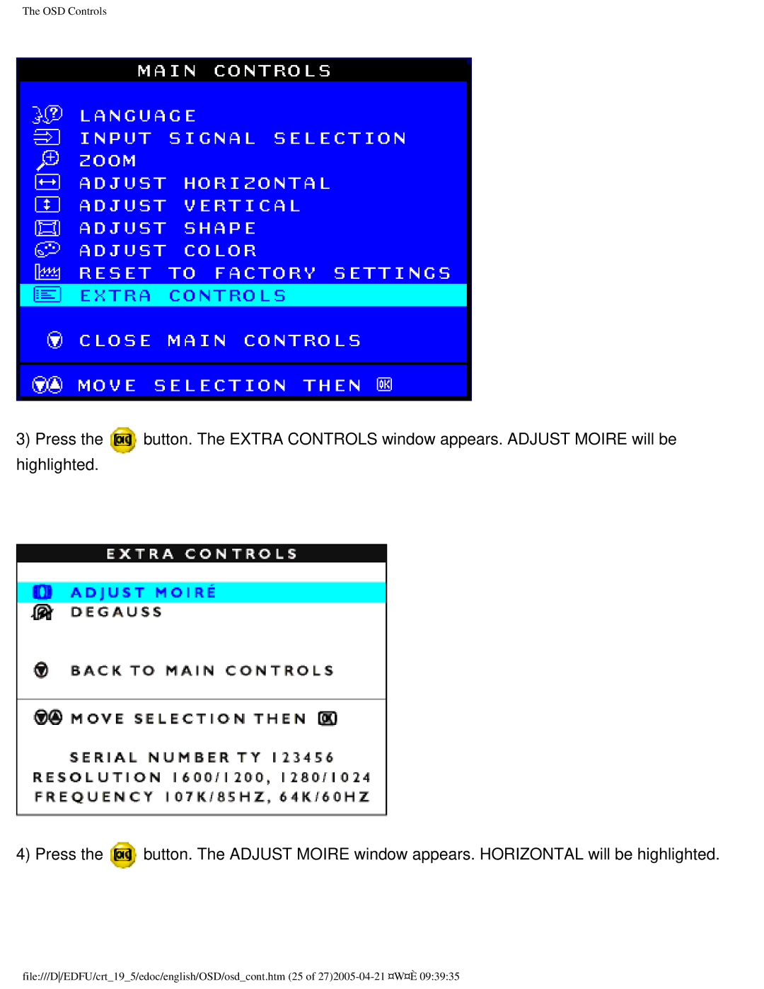 Philips 201B4 user manual OSD Controls 