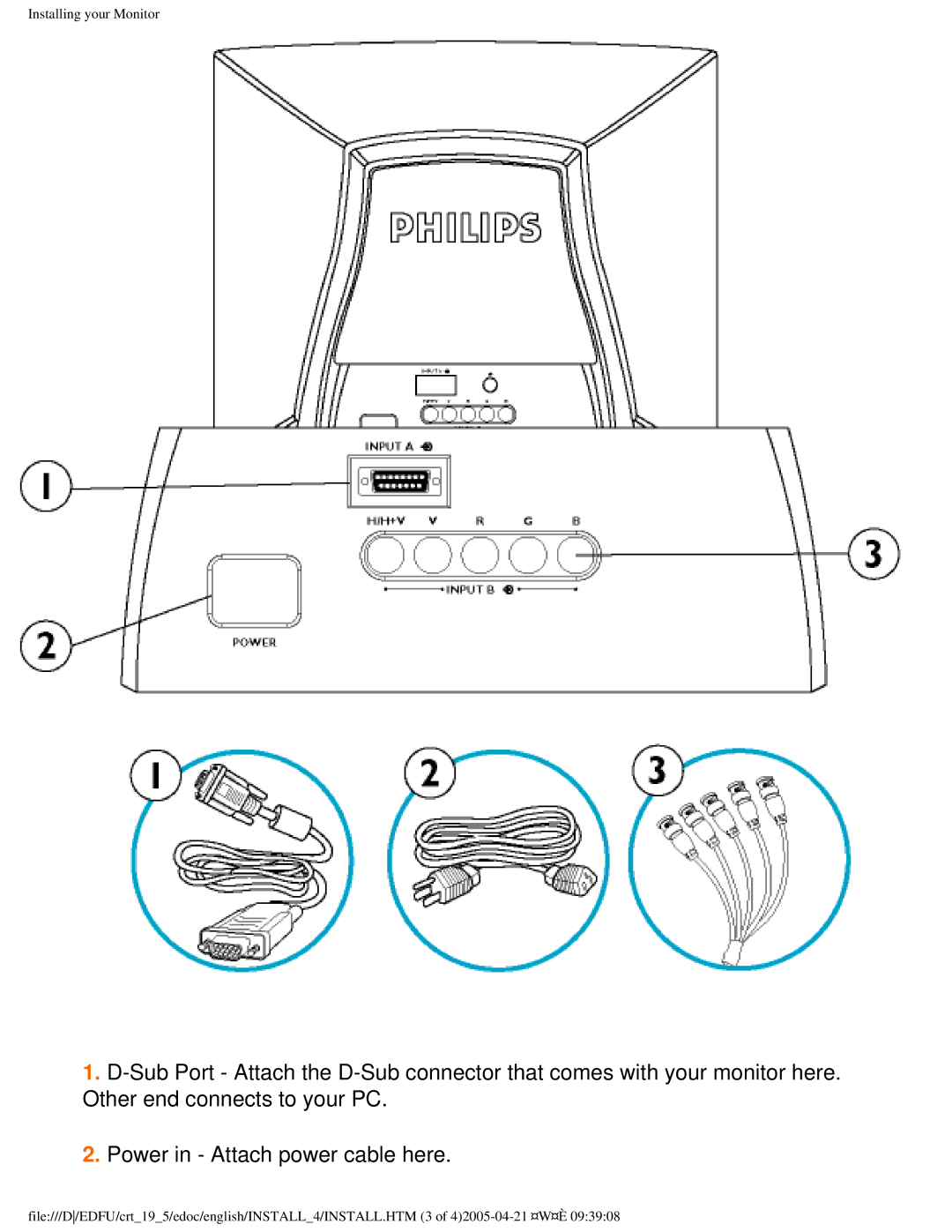 Philips 201B4 user manual Installing your Monitor 