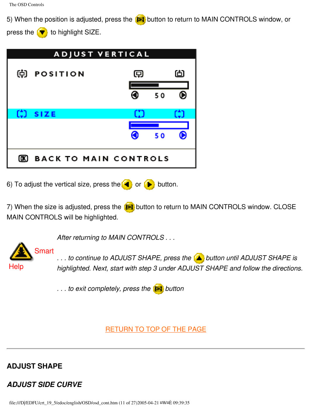 Philips 201B4 user manual Adjust Side Curve 