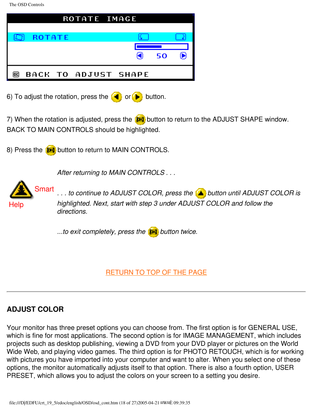 Philips 201B4 user manual Adjust Color 