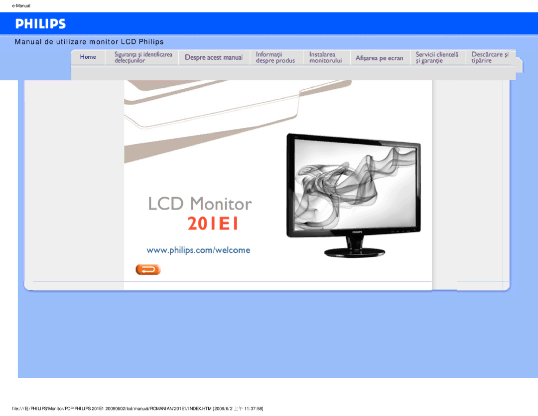 Philips 2.01E+03 manual Manual de utilizare monitor LCD Philips 