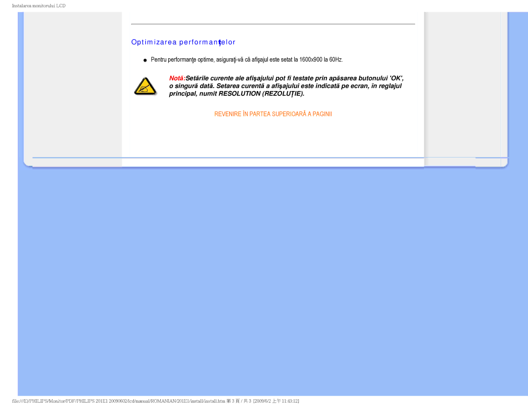 Philips 2.01E+03 manual Optimizarea performanţelor 