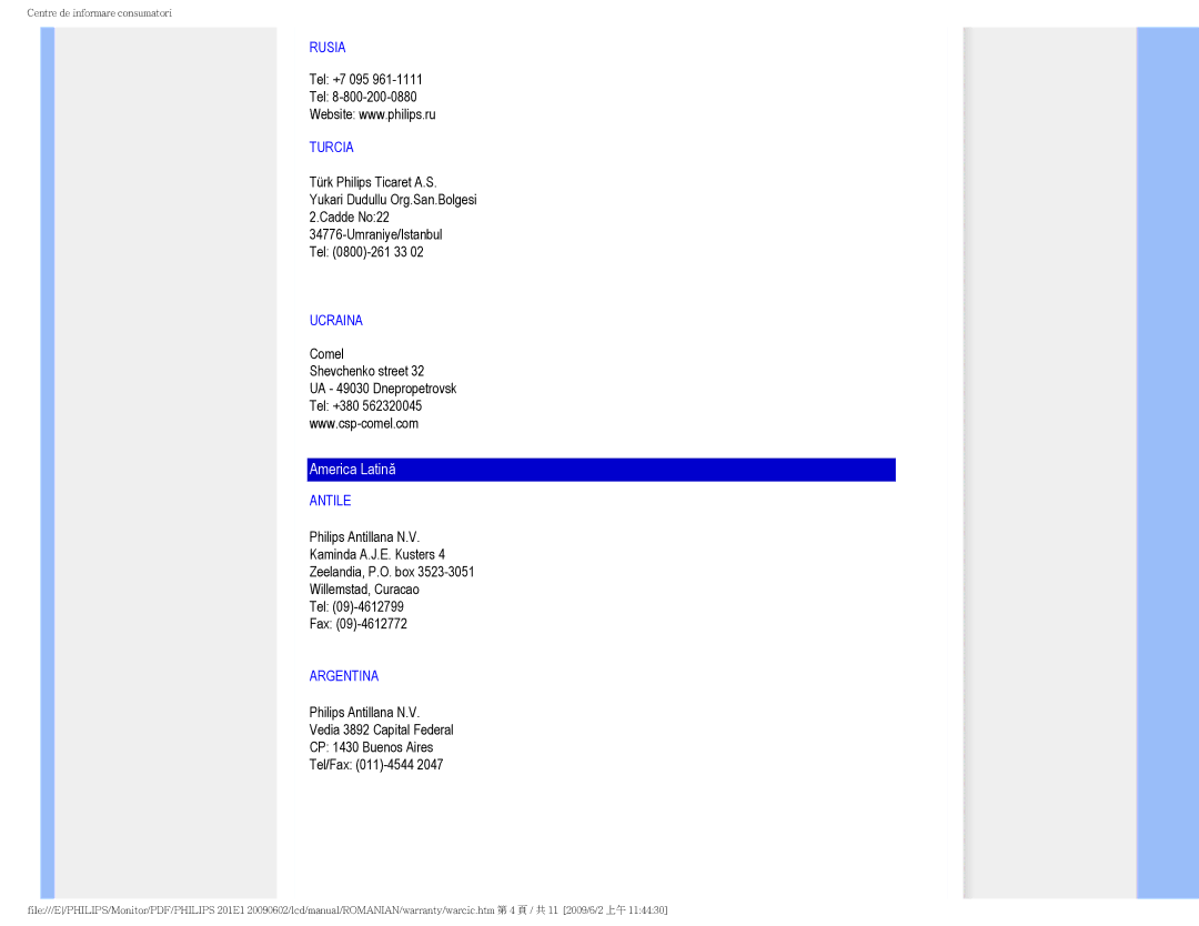 Philips 2.01E+03 manual America Latină 