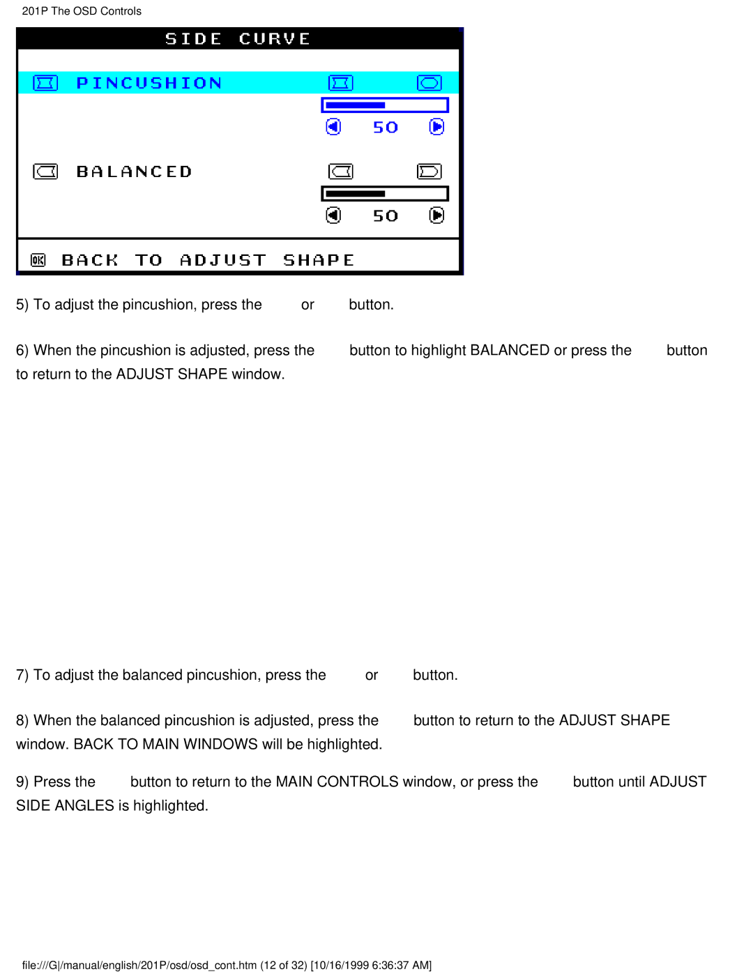 Philips user manual 201P The OSD Controls 