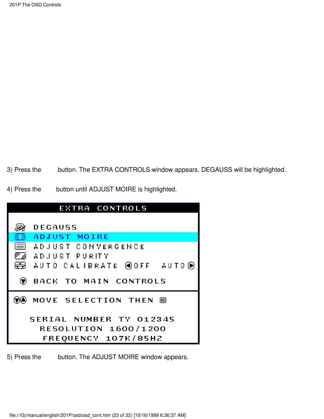 Philips user manual 201P The OSD Controls 