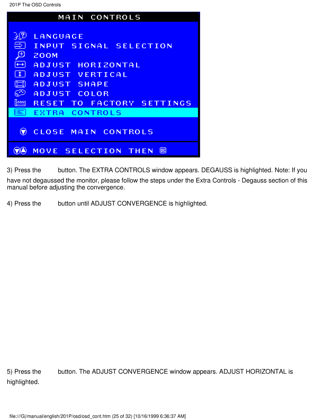 Philips user manual 201P The OSD Controls 