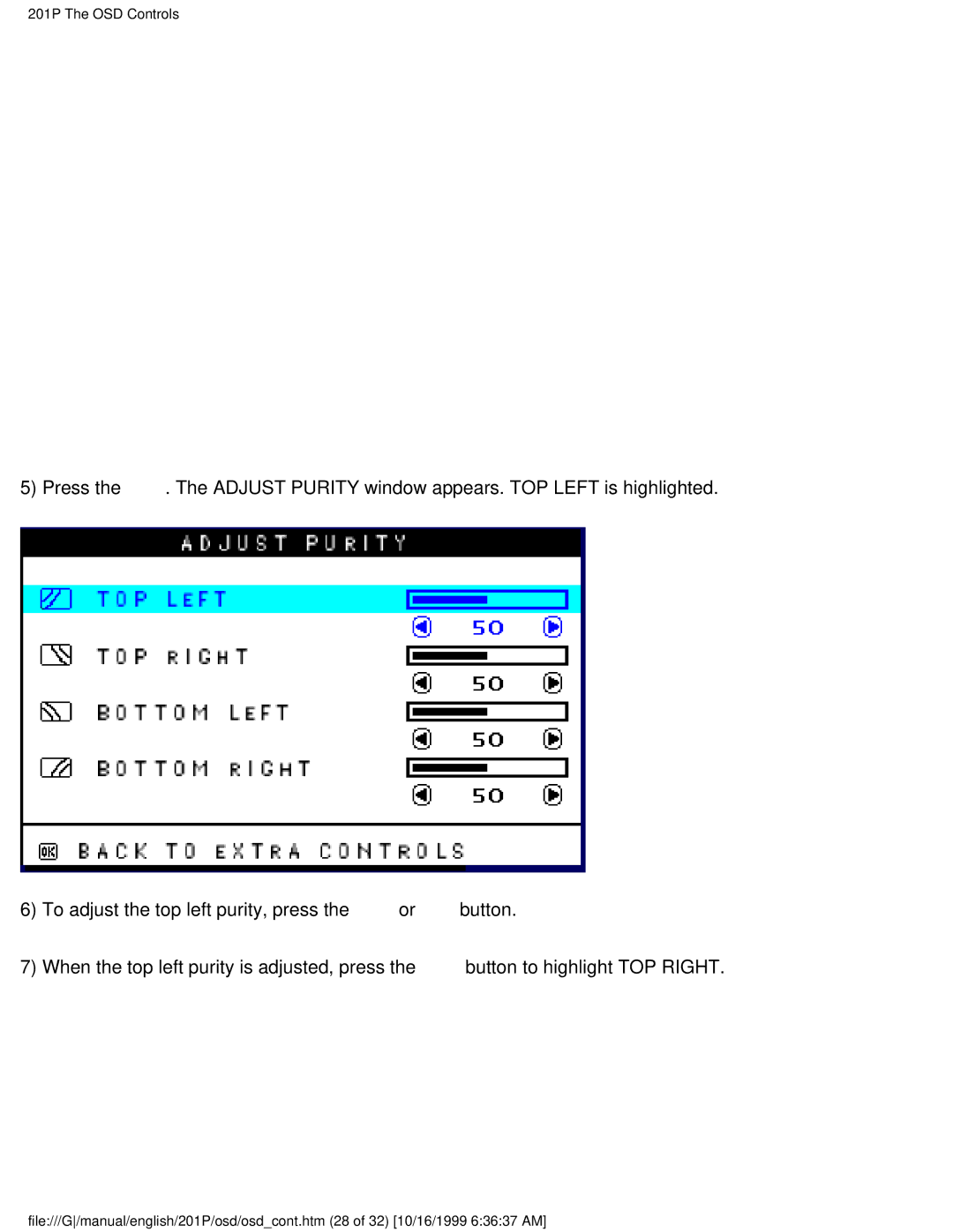 Philips user manual 201P The OSD Controls 