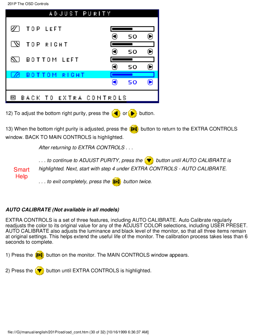 Philips 201P user manual Auto Calibrate Not available in all models 