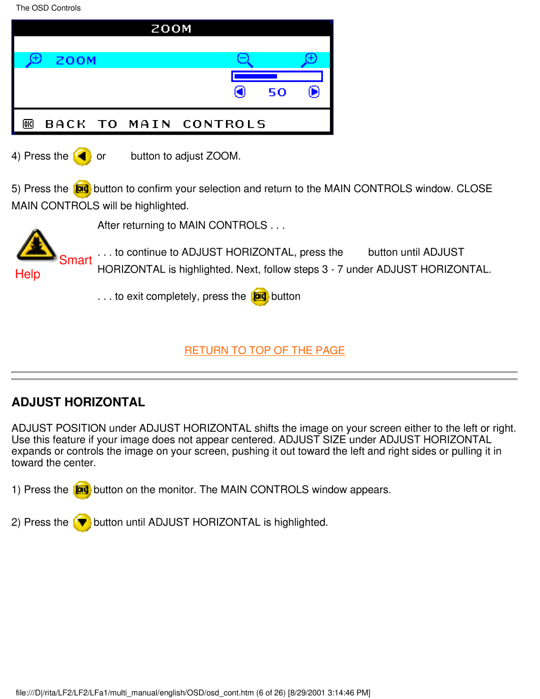 Philips 201P user manual Adjust Horizontal 