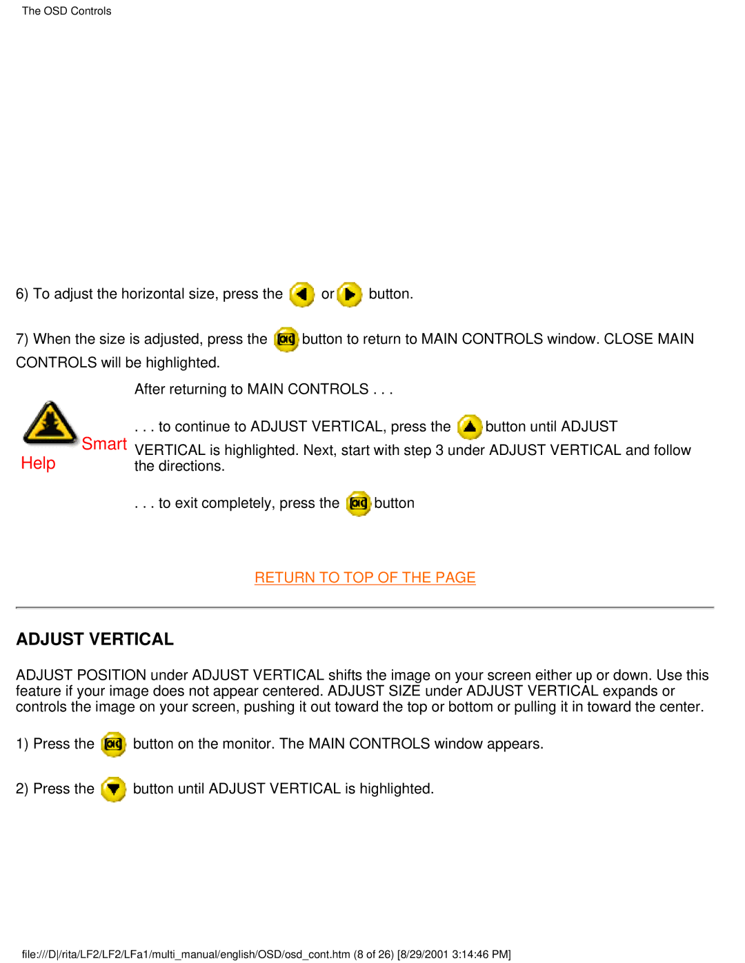 Philips 201P user manual Adjust Vertical 