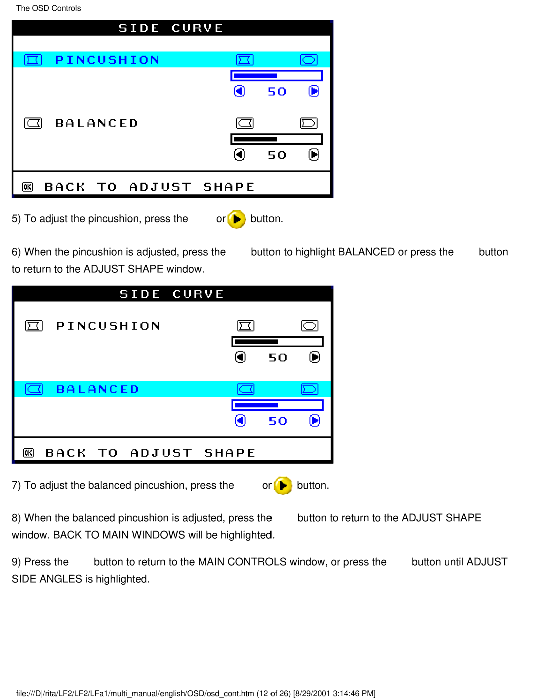 Philips 201P user manual OSD Controls 