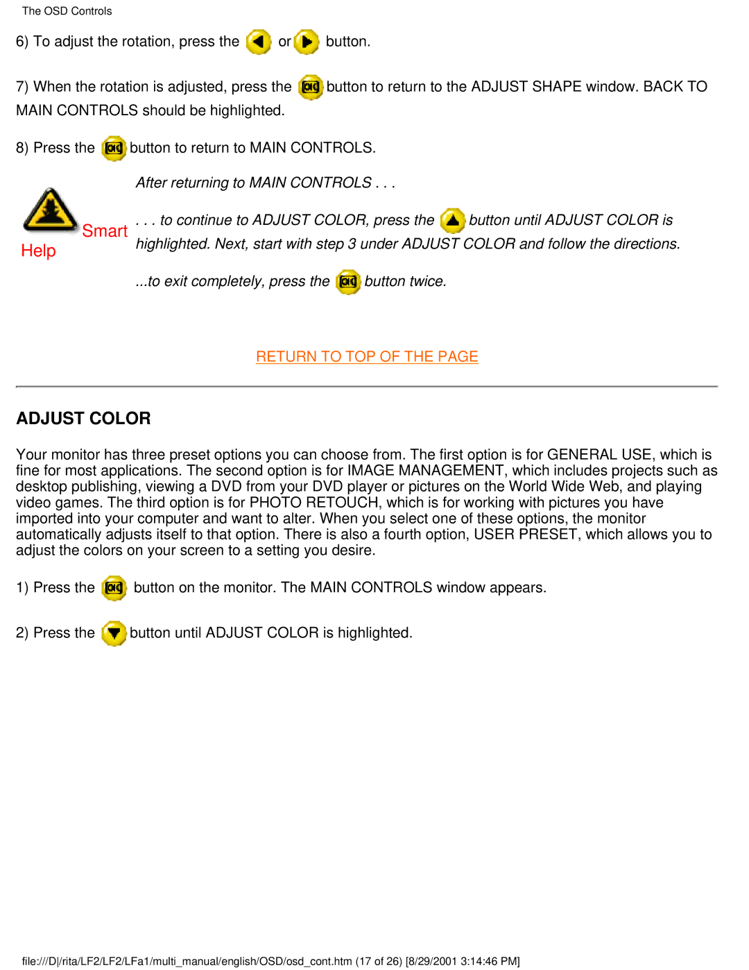 Philips 201P user manual Adjust Color 