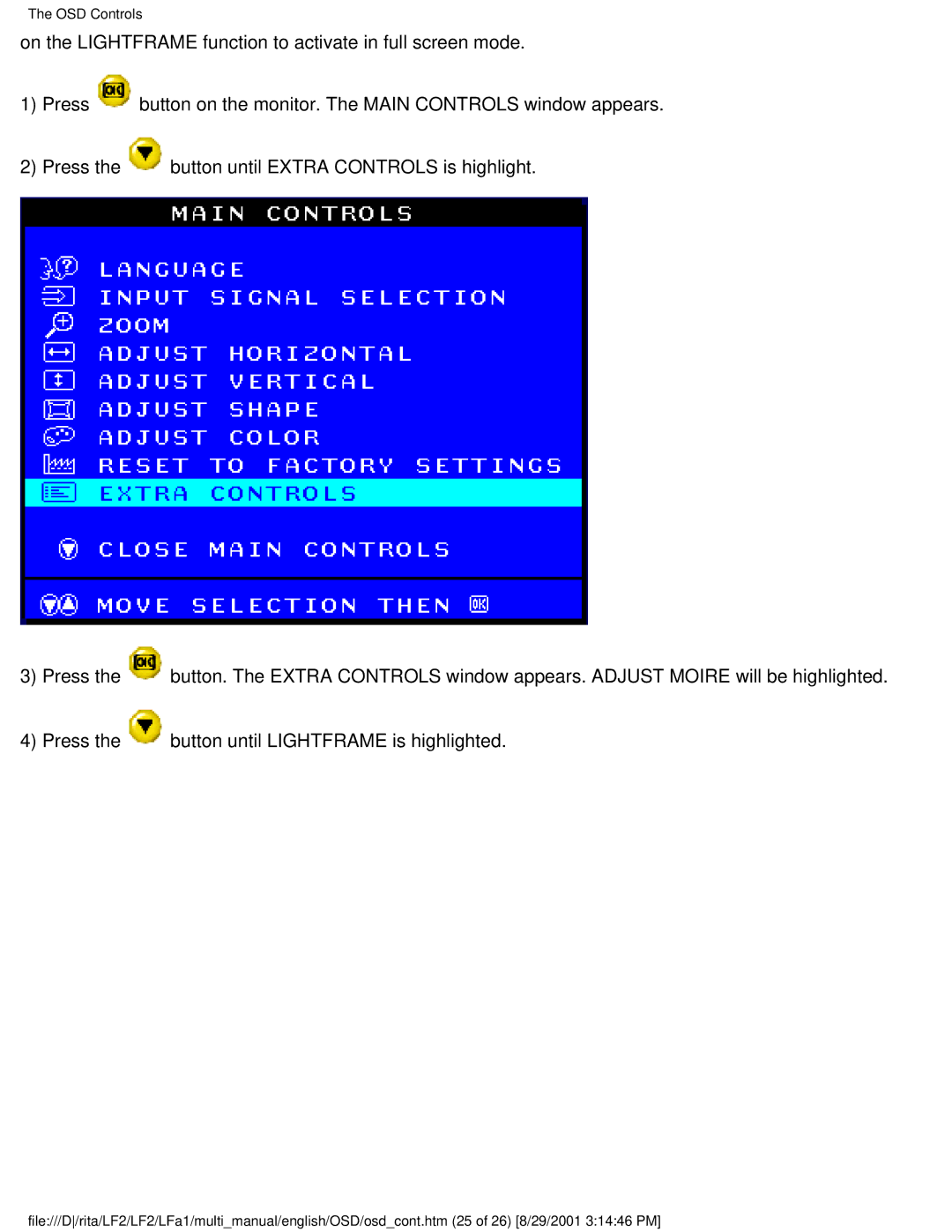 Philips 201P user manual OSD Controls 