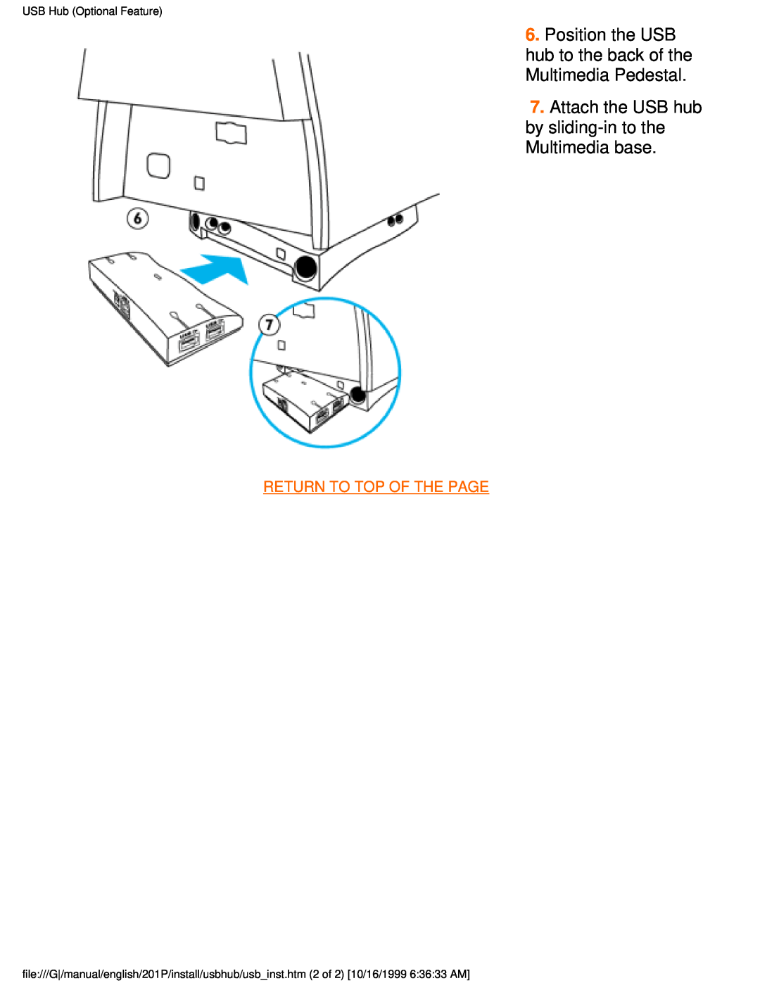 Philips 201P user manual USB Hub Optional Feature 