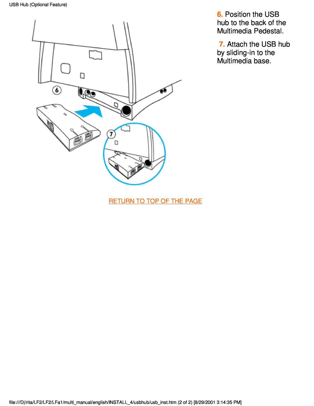 Philips 201P user manual USB Hub Optional Feature 