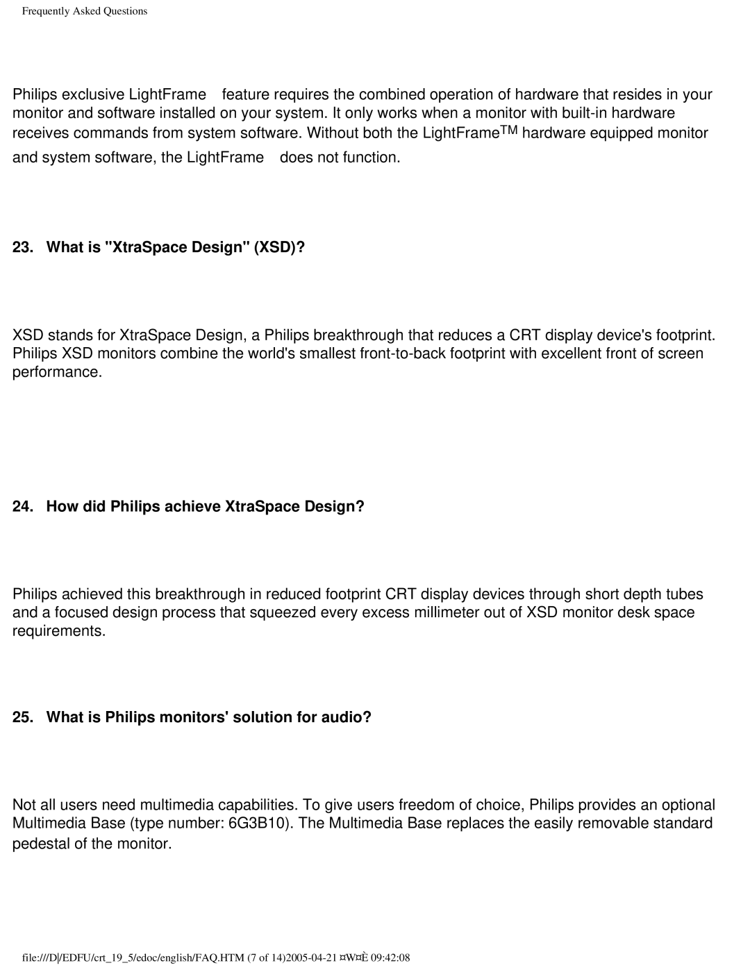 Philips 202P user manual What is XtraSpace Design XSD?, How did Philips achieve XtraSpace Design? 