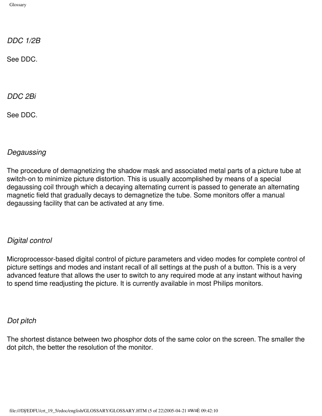 Philips 202P user manual DDC 1/2B, DDC 2Bi, Degaussing, Digital control, Dot pitch 