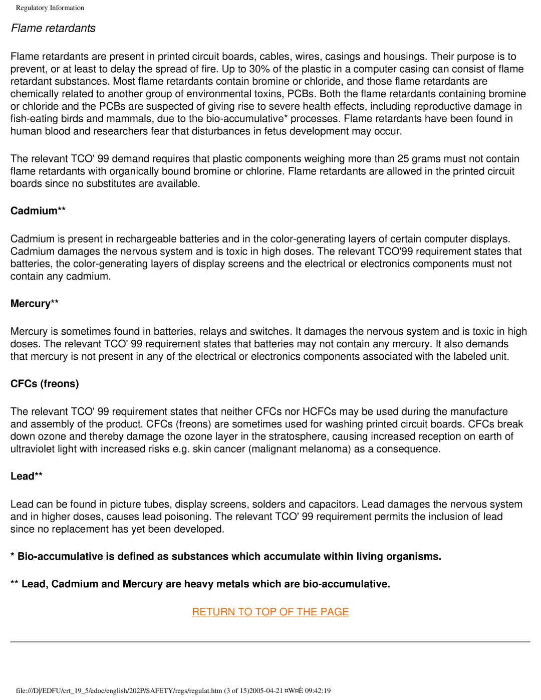 Philips 202P user manual Flame retardants 