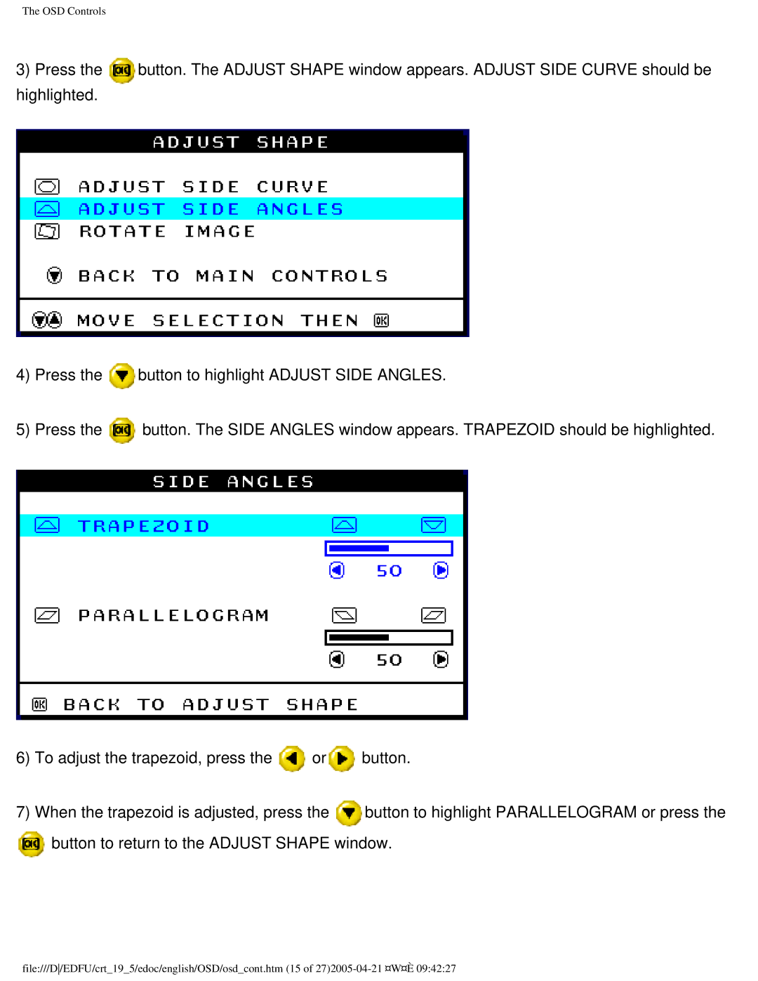 Philips 202P user manual OSD Controls 