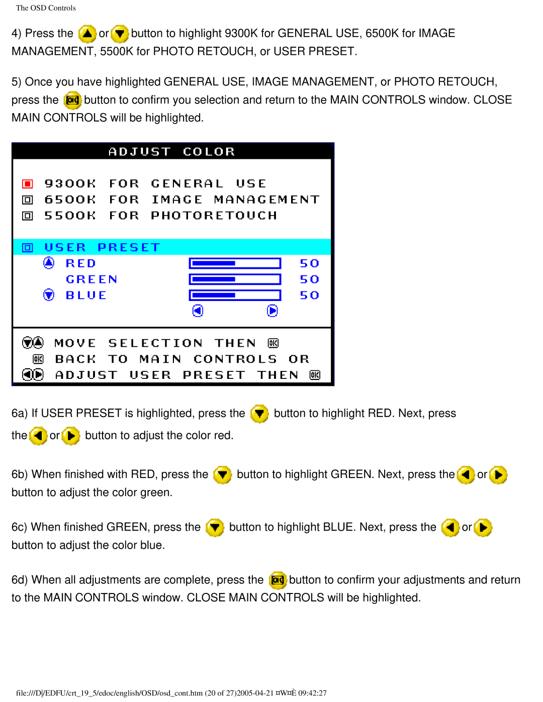 Philips 202P user manual OSD Controls 