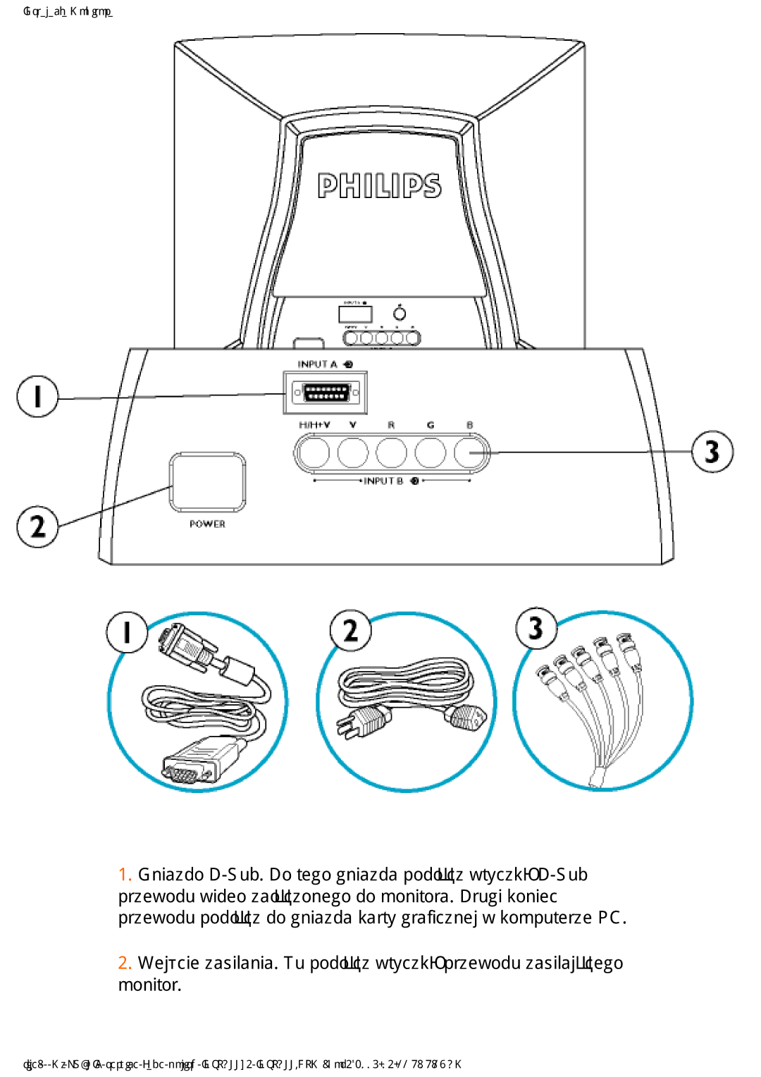 Philips 202P4 manual Prqlwru, HMĞFLHDVLODQLD7XSRGáąFZW\FNĊSUHZRGXDVLODMąFHJR 