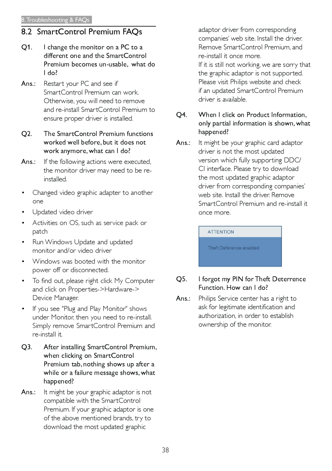 Philips 209CL2 user manual SmartControl Premium FAQs 