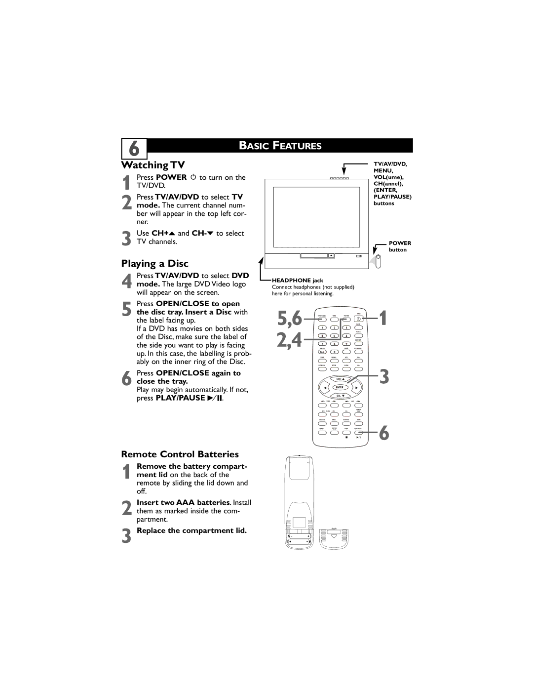 Philips 20DV6942/37 user manual Basic Features 