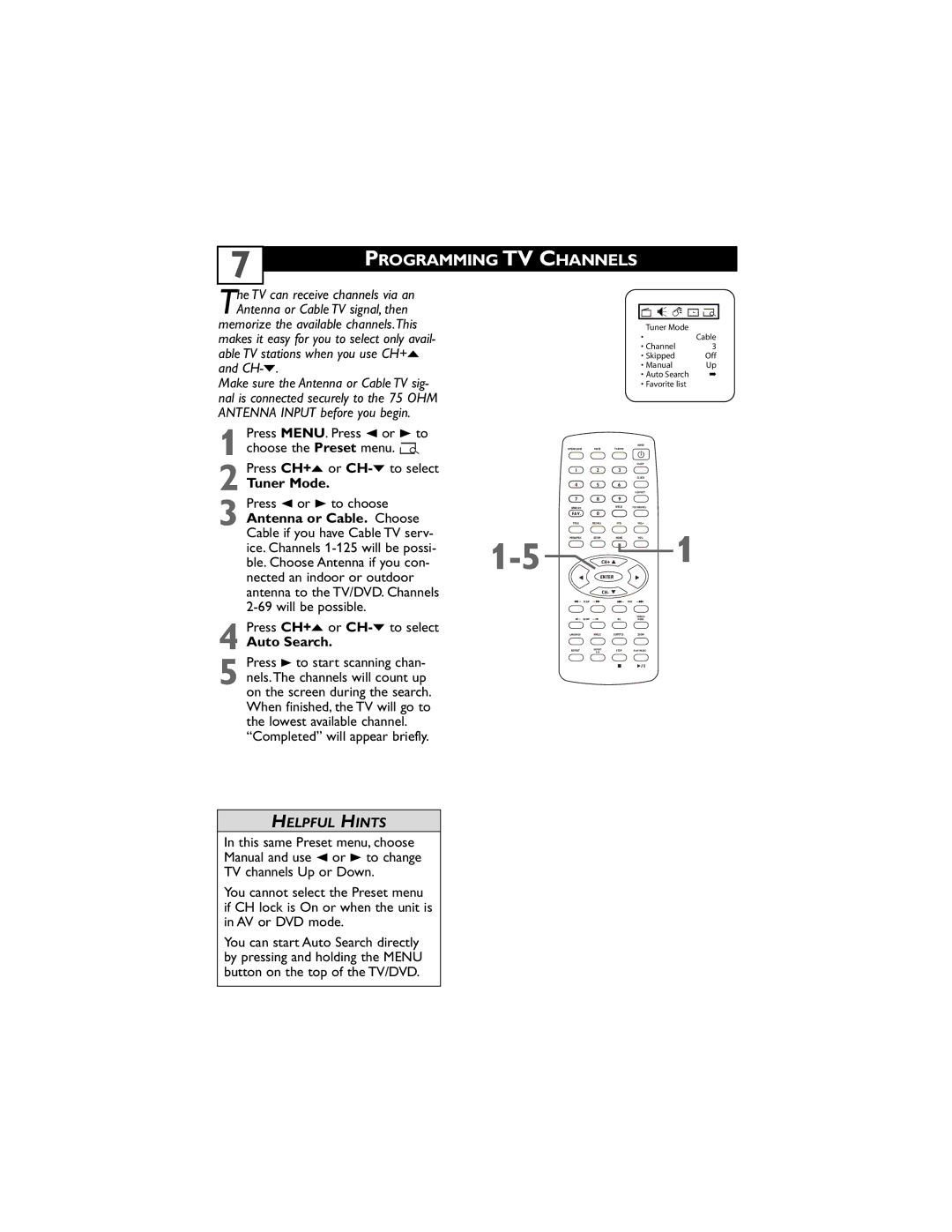 Philips 20DV6942/37 user manual Programming TV Channels, Auto Search 