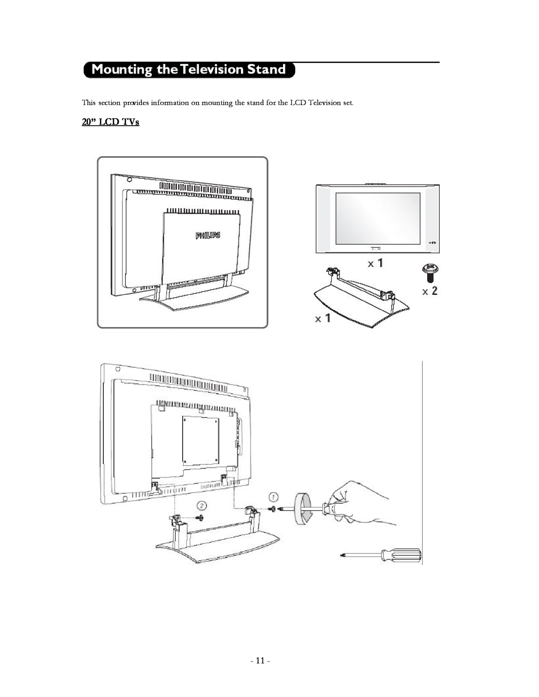Philips 20FT3310/37 user manual 20” LCD TVs 