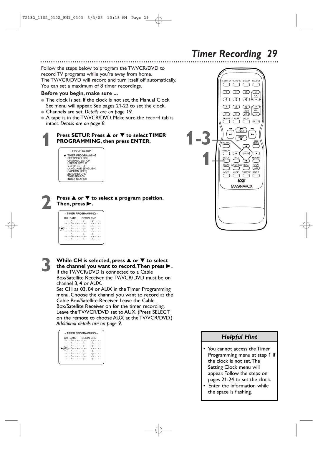 Philips 27MDTR20, 20MC4304, 19MDTR20, T2132 user manual Timer Recording, Before you begin, make sure 